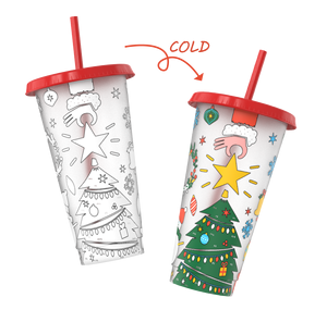 Custom Pp Drink Straw Reusable Colour Plastic Cold Color Changing Merry Christmas Gift Mug Cup