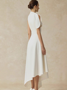 Nouveau produit <span class=keywords><strong>Robe</strong></span> longue élégante pour femmes, <span class=keywords><strong>robe</strong></span> cintrée à la taille, coupe ajustée, <span class=keywords><strong>robe</strong></span> <span class=keywords><strong>blanche</strong></span> irrégulière - Product Image 2