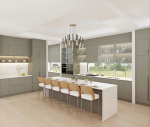 Gabinetes de Cocina de Diseño Libre 2025, Gabinetes con Acabado PET, Gabinete de Cocina de Madera con Puerta Abatible para Proyecto de Villa - Product Image 2