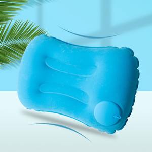 Almohada inflable portátil de diseño cuadrado para acampar al aire libre, color azul pavo real, fácil de limpiar. - Product Image 3