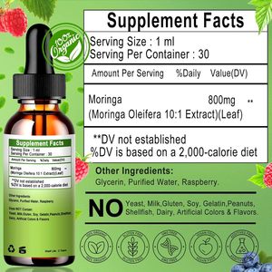 Complément alimentaire liquide de moringa pur, biologique et végétalien, 30 ml, marque privée, soutient la santé immunitaire, nourrit la peau et les cheveux - Product Image 3