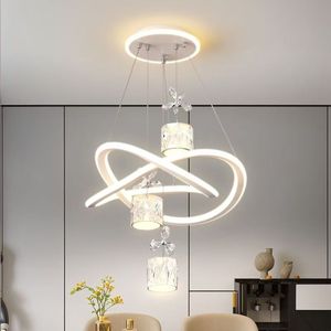 Lampadario a sospensione a LED in cristallo bianco, moderno e semplice, regolabile in altezza, per ristoranti, camere da letto, sale da pranzo e <span class=keywords><strong>negozi</strong></span> commerciali, ideale per l'uso transfrontaliero. - Product Image 3