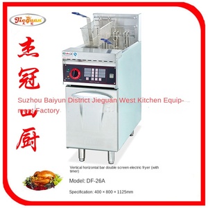 <span class=keywords><strong>Friteuse</strong></span> électrique commerciale Jie Guan DF-28 9kW triphasée 380V en acier inoxydable, double cylindre vertical, double écran, cuisine occidentale - Product Image 4