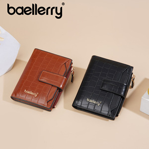 กระเป๋าสตางค์สั้นผู้หญิง Baellerry ลายจระเข้สีแดง กระเป๋าใส่เหรียญแบบซิป ขนาดเล็ก ใช้ได้ทุกวัน - Product Image 2