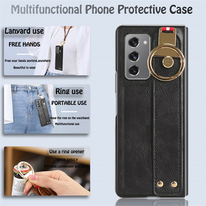 Luxus multifunktion ale Armband ständer PU Leder Handy hülle für Samsung Galaxy Z Fold 2 3 4 6 Rückseite mit Armband - Product Image 3