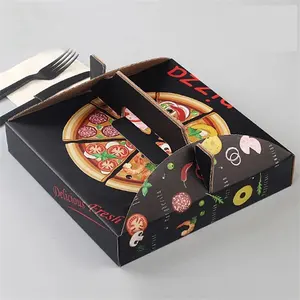 Flauta de grau alimentício, flauta enrolada personalizada, tamanho impresso, caga para pizza design, cartão preto, preço da caixa de papelão, caixa de pizza