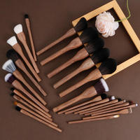24 pinceaux de maquillage en bois de noyer noir, pinceaux à poudre, à blush, à fard à paupières, pinceaux de mélange, logo personnalisé, ensemble de pinceaux professionnels pour le maquillage