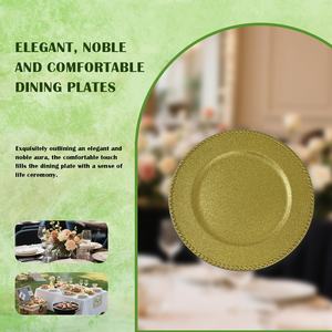 Vente en gros <span class=keywords><strong>de</strong></span> 100 pièces <span class=keywords><strong>de</strong></span> petites perles dorées scintillantes <span class=keywords><strong>de</strong></span> 13 pouces, assiettes en plastique personnalisées avec logo pour mariage, événement, fête, salle à manger - Product Image 4