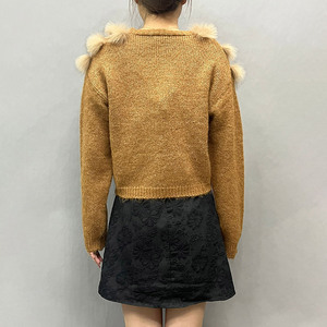 <span class=keywords><strong>Cardigan</strong></span> in Maglia da Donna Jancoco, Tessuto Misto Lana, Maglione Morbido Lavorato a Maglia <span class=keywords><strong>con</strong></span> Vera <span class=keywords><strong>Pelliccia</strong></span> di Volpe - Product Image 2