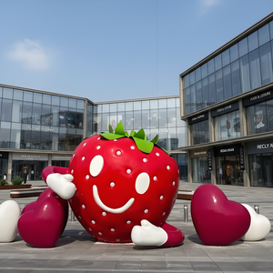 ประติมากรรมสตรอว์เบอร์รีไฟเบอร์กลาส รูปปั้นผลไม้ตกแต่งแบบศิลปะ สำหรับตกแต่งสวนกลางแจ้งขนาดใหญ่พิเศษ ของตกแต่งพื้นขนาดใหญ่ - Product Image 1