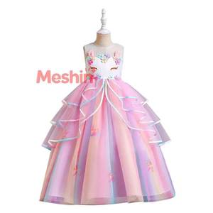 Vestido de niña con apliques de flores de unicornio, vestidos de princesa para niños, disfraz para fiesta de cumpleaños y boda, vestido Formal de noche - Product Image 1