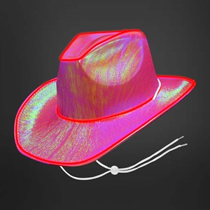 LED Neon Light-Up cappello da Cowboy scintillante spazio Cowgirl Dress-Up per festival materiale plastico Halloween New Year Party - Product Image 4