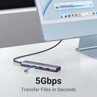 UGREEN Revodok 105 Hub USB C 5 en 1 Adaptateur multiport 4K-, Alimentation 100W, 3 ports de données USB-A, Dongle USB C