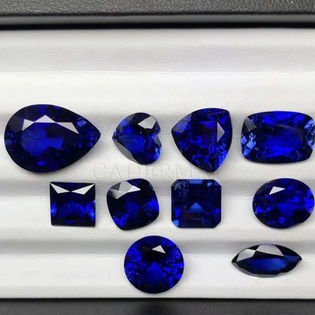 Cadermay 11 Shapes Lab Grown Sapphire Loose Synthetic Gemstones with Minor and Inclusions for Jewelry Making
