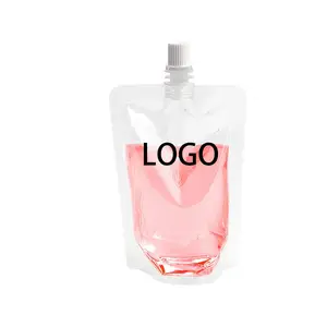 Wholesale Portable Travel Beverage Spout Pouch Clear Plastic Packaging Stand-up Sealed Juice Storage Liquid Spout Pouch Bag