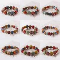 Groothandel Keramische Sieraden Nieuwe Mode Bloem Glazuur Kralen Hoge Temperatuur Branding Meerkleurig Casual Etnische Stijl