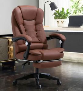 Silla de Oficina Ergonómica y Suave de Masaje, Silla Ejecutiva Reclinable de Cuero PU Negro de Lujo con Reposapiés - Product Image 6