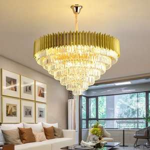 Living Room Decor Restaurant Round Led Gold Luxury K9 <b>Crystal</b> Modern Pendant Light <b>Chandeliers</b> - Product Image 4