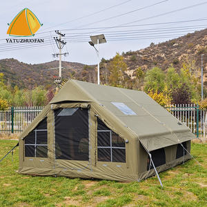 Tente de camping gonflable avec pompe manuelle, installation facile, imperméable, résistante au vent, tente cabane en coton 4 saisons avec fenêtre en maille pour <span class=keywords><strong>cheminée</strong></span> - Product Image 1