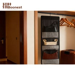 Organisateur de sacs à main suspendu à 6 poches, sac de rangement double face en PVC transparent, cintre pliable pour sacs fourre-tout et pochettes - Product Image 6