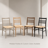 Chaise de salle à manger moderne avec dossier en échelle et assise tressée sans accoudoirs pour cuisine, café, restaurant