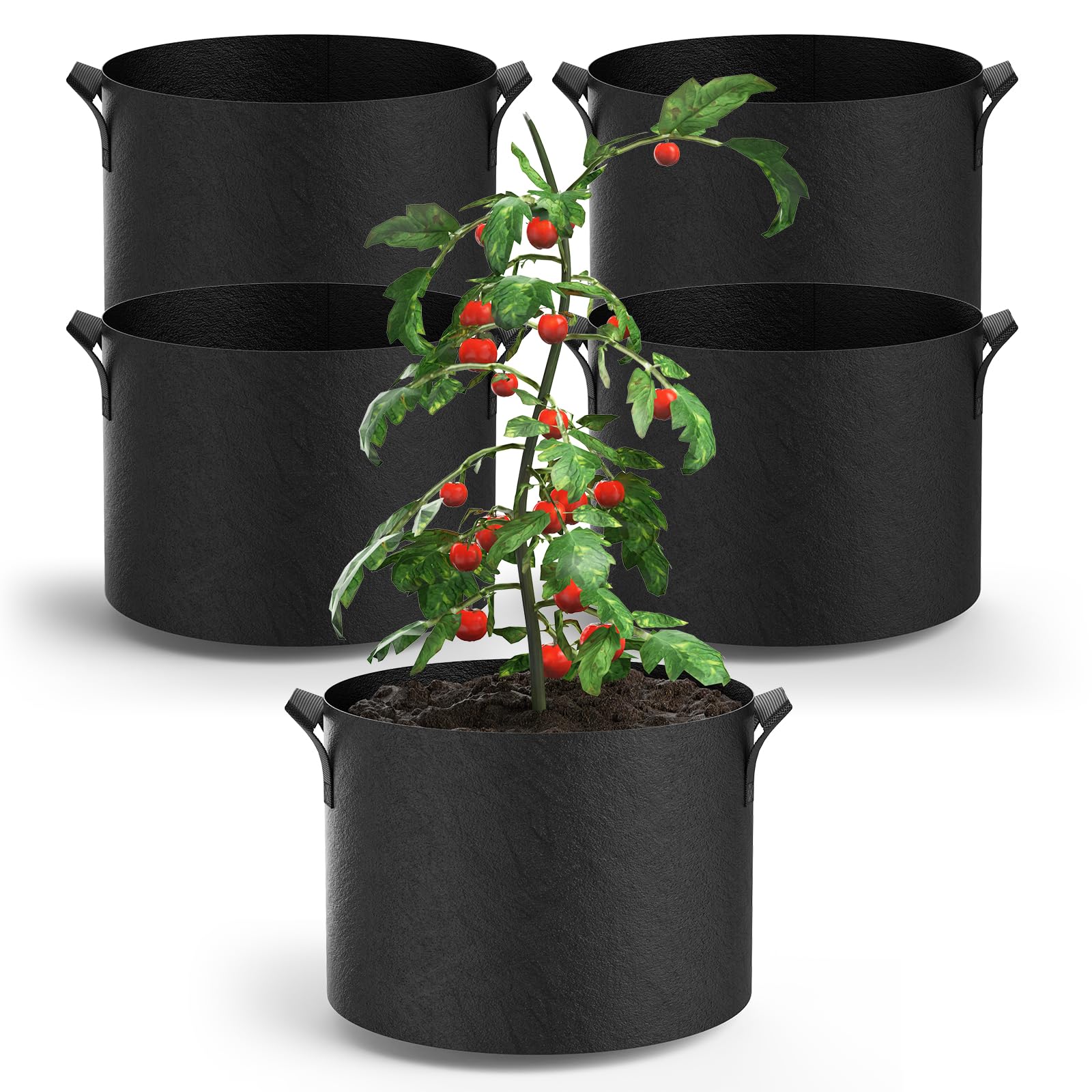 thumbnail image 2 of 1 Gallon Fabric Pots Boovnll 2 Gallon Grow Bags, Thickened Heavy Duty Non-Woven Potato Grow Bags With Handles, Reusable Garden Plant Bags For Garden, Terrace, Farm, Vegetables, Grains, Fruit, Grow Bag 2 2 of 14