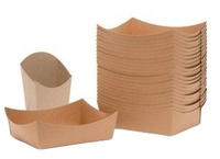 Vente en gros Plateau bateau en papier Assiettes en papier kraft jetables pour aliments Plateau en papier enduit PE biodégradable pour chips