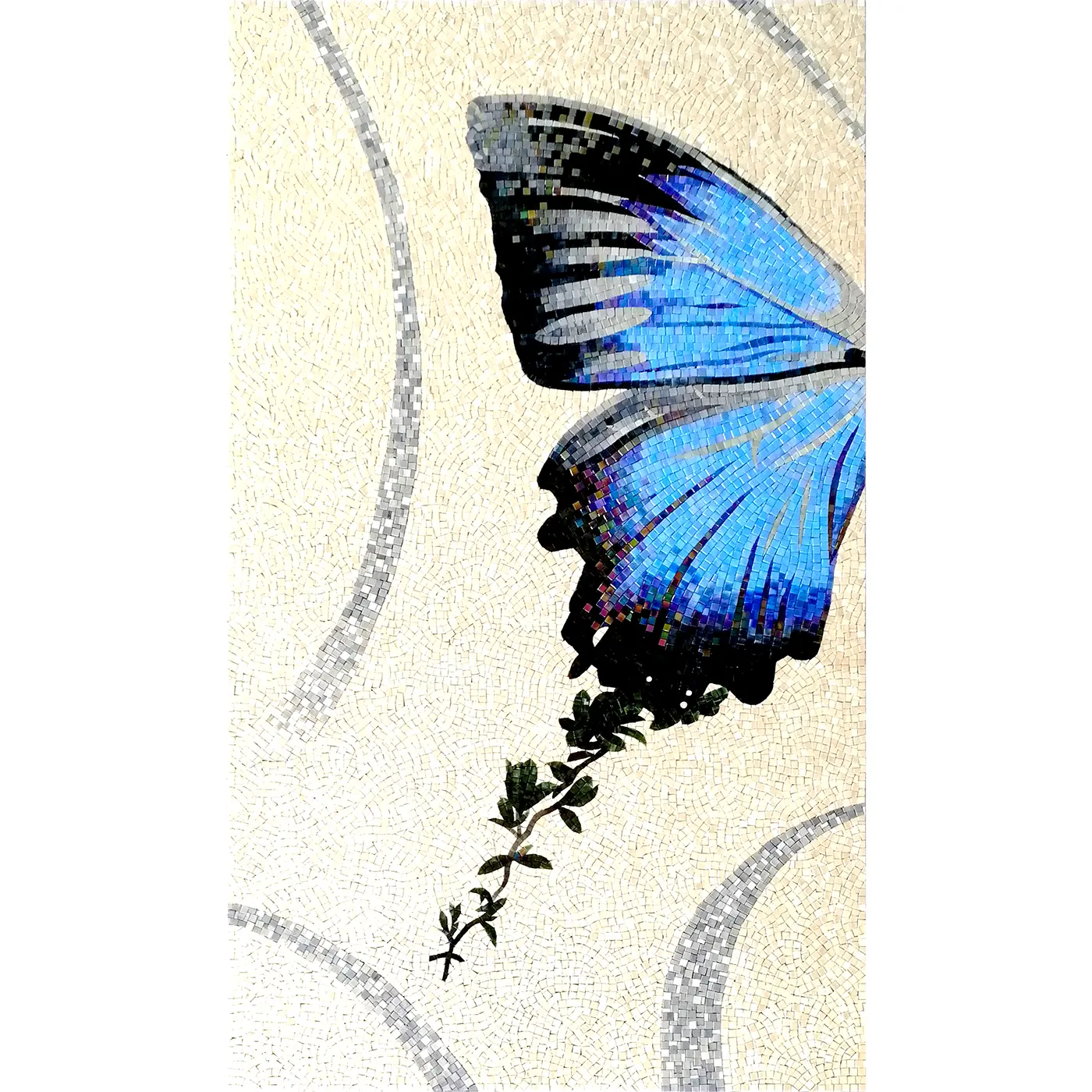 Customized Glass Mural Art Wall Mosaic Living Room Bedroom Butterfly Picture Mosaic Art Tile