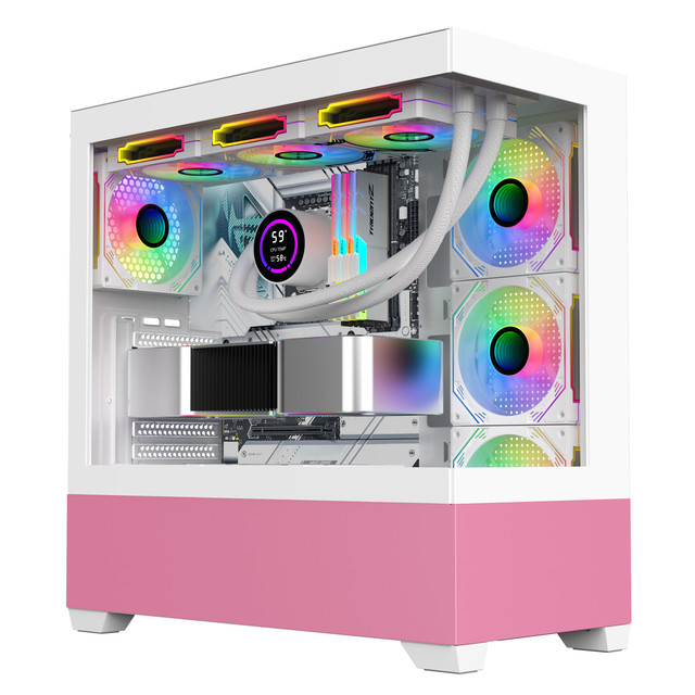Atx Pc Case Gaming Cabinet Computer Cases & Full Towers Desktop Atx Case for Gamer Table Pc Wholesale Newest Designs Anime Pink