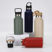 Bouteille d'eau de randonnée avec couvercle en bambou, logo personnalisé, 750 ml, 1 L, double paroi en acier inoxydable, isolée sous vide, pour sport, camping, eau glacée hydrogénée
