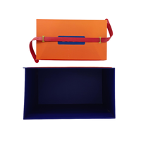 Nouvelles boîtes cadeaux rigides de luxe personnalisées de grande taille en orange avec poignée en cuir, emballage portable écologique, matériaux recyclés, coffrets cadeaux