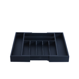Black Rectangular Cutlery Drawer Organizer With Dividers <b>Storage</b> <b>Box</b> For <b>Kitchen</b> Tableware Tidy Eco Friendly - Product Image 5