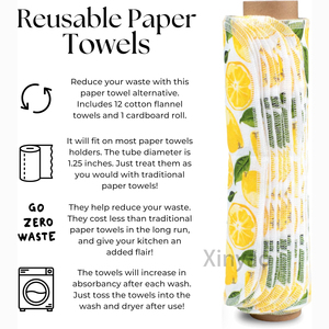 Rouleau de <span class=keywords><strong>papier</strong></span> essuie-tout en coton flanelle réutilisable super absorbant avec logo personnalisé, feuilles de torchon en <span class=keywords><strong>papier</strong></span> <span class=keywords><strong>citron</strong></span> avec rouleau en carton adapté à tous les supports - Product Image 3