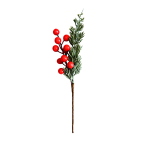 Rami di Pino Natalizi da 28cm all'Ingrosso, Decorazioni Natalizie, Rami con Bacche di Agrifoglio Rosse per Decorazioni Invernali - Product Image 1