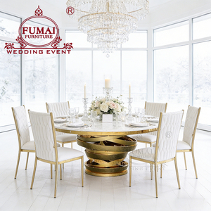 Mesas de Comedor Modernas para Bodas al Aire Libre Estilo Americano, Tablero de MDF, Base de Acero Inoxidable, No Plegables, Alquiler de Muebles para Hoteles y Eventos, Fumai - Product Image 1