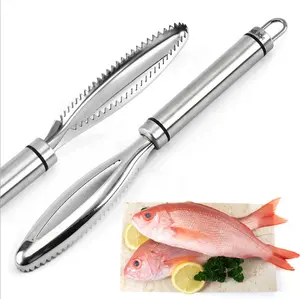 Cepillo de acero inoxidable para raspar la piel de los peces, espátula para cocina, pelador rápido