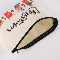 Offre spéciale, conception personnalisée, sacs à maquillage en coton et lin imprimés avec logo, sacs à cosmétiques en toile avec fermeture éclair