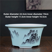 Haute qualité bleu circulaire bonsaï Pot facile à nettoyer en céramique décor à la maison fleur support pour jardin utilisation personnalisé vente en gros pour les plantes