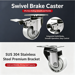 Stainless Steel Polypropylene Swivel Caster Wheel 125mm Firm Tread Ball Bearing Sealed Polished Industrial Grade Custom Base - Product Image 2