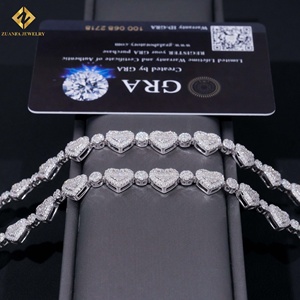 Instock Hot Sale Heart Shape 925 Silver Hiphop Jewelry <b>Iced</b> <b>Out</b> VVS Moissanite Diamond Cuban Bracelet - Product Image 6