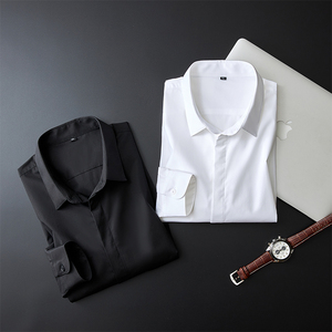 Tuta Casual da uomo camicia nera a maniche lunghe e corte con colletto abbottonato per la primavera e 1027 da stiro - Product Image 5