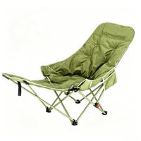 Kursi Camping Berbahan Kain Oxford Empuk, Dapat Disesuaikan 3 Posisi, Rangka Baja Karbon, Sandaran Kaki Dapat Dilepas, Portabel untuk Taman Luar Ruangan