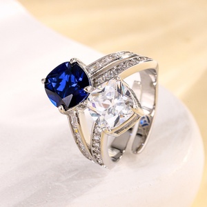 Fashion Jewelry Eco-friendly Copper Unique Romantic Style 8*8mm Multicolor Zircon Toi Et Moi Adjustable <b>Ring</b> for Women - Product Image 5