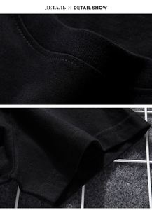 T-shirt pour homme à manches courtes en coton pur de qualité supérieure 100% - Classique - Noir et blanc - T-shirts décontractés d'été - Product Image 4