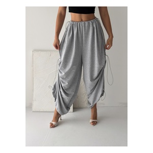 Pantalon sarouel pour femmes, jambe large, taille haute, laçage réglable, respirant, taille standard 36 à 50 - Product Image 1