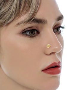 Piercing de Nariz de Acero Inoxidable Chapado en Oro de 20G, con Diseño de Mariposa en Forma de L, Brillante, con Circonitas, Copo de Nieve y Flor, Joyería para Piercing Corporal - Product Image 4