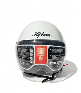 Casque ouvert rétro américain à rayures blanches et rouges, demi-casque léger et confortable avec visière pour moto et scooter - Product Image 2