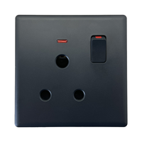 Interruptores y enchufes universales modernos negros mate, de PC Panel, enchufes de pared de cocina eléctricos multifunción dobles estándar del Reino Unido