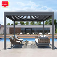 Duvara Monte Biyoklimatik Motorlu Alüminyum Pergola, Lüks Yağmur Geçirmez Otomatik Balkon ve Veranda Çardağı
