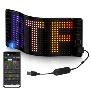 DC5V USB Kontrol Aplikasi Gigi Biru Layar LED Digital Fleksibel RGB LED Matrix Panel Pola Piksel Tampilan Animasi Teks Grafiti